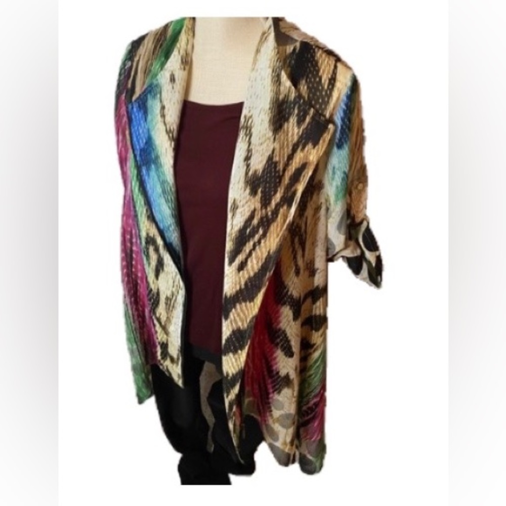 Feratelli Abstract Chiffon Lagen look Asymmetrical Jacket Multicolor Siz…